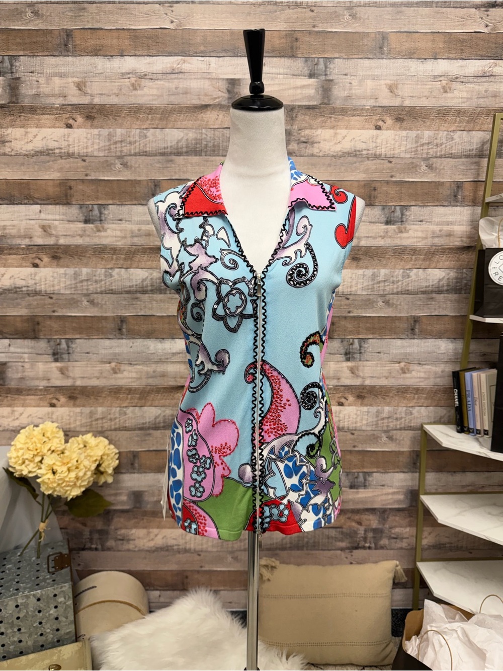 NWT Alberto Makali Multicolor Paisley & Floral Print Sleeveless